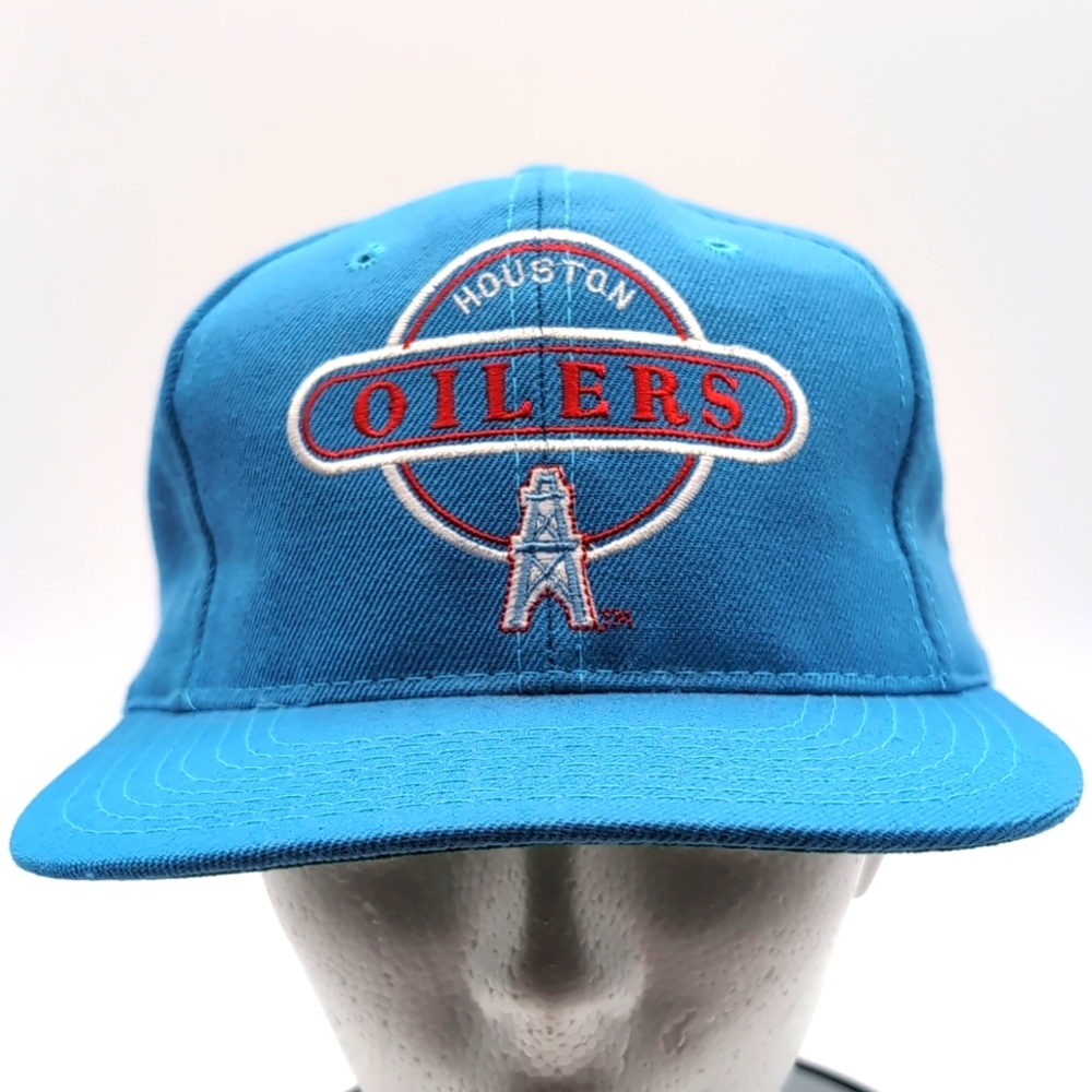 NFL| NWOT Vintage Houston Oilers Blue Sports Cap Snap Back Green Brim